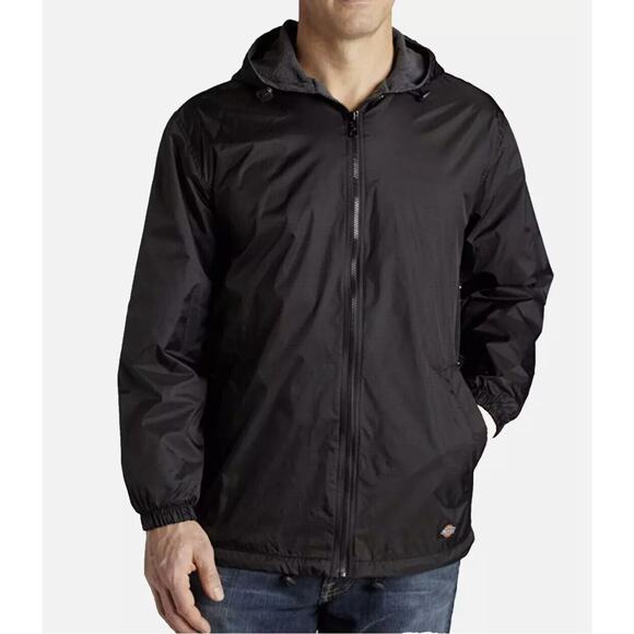 DICKIES Fleece Lined Hooded Nylon Windbreaker Water Resistant Jacket Coat Sz 4XL - Picture 1 of 11